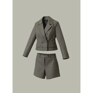 White House Black Market Olive Tailored 2pc Short Suit Set